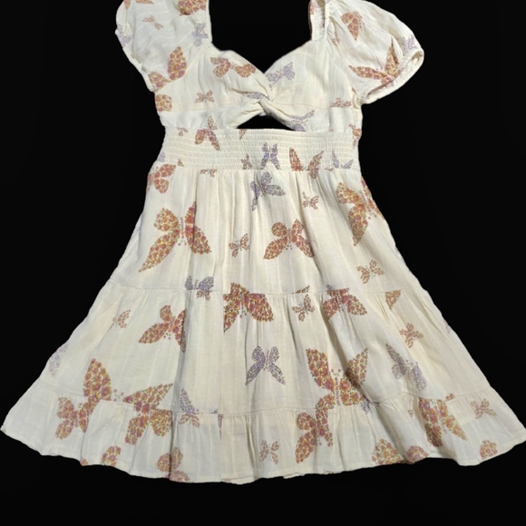 American Eagle Outfitters Cream Butterfly Mini Dress - Picture 3 of 6